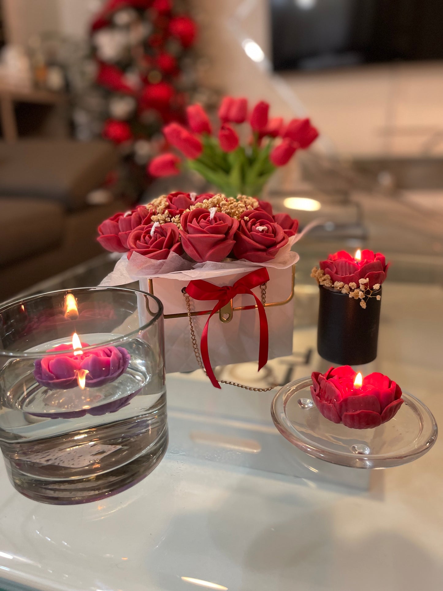 Rose Petal Heart Candle