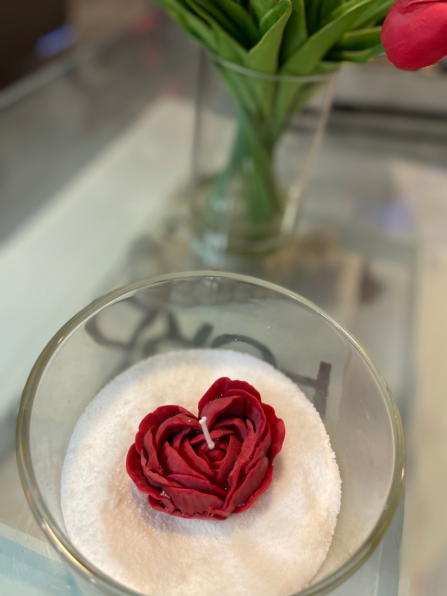 Rose Petal Heart Candle
