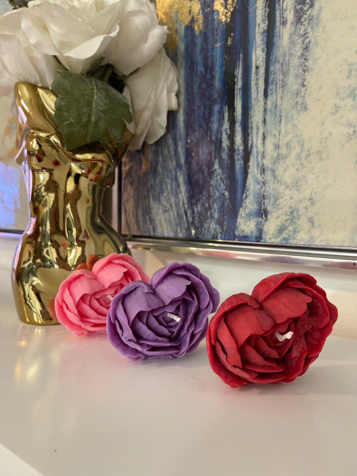 Rose Petal Heart Candle